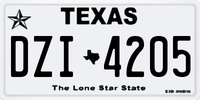 TX license plate DZI4205