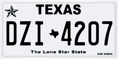 TX license plate DZI4207