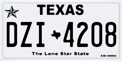 TX license plate DZI4208