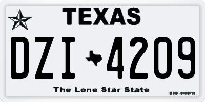 TX license plate DZI4209