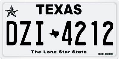 TX license plate DZI4212