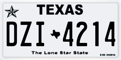 TX license plate DZI4214