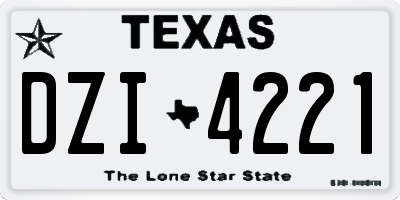 TX license plate DZI4221