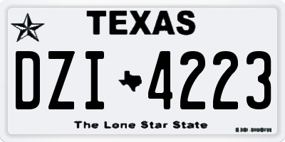TX license plate DZI4223