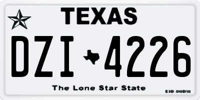 TX license plate DZI4226
