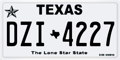 TX license plate DZI4227