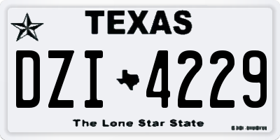 TX license plate DZI4229