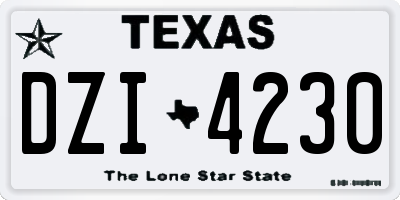 TX license plate DZI4230