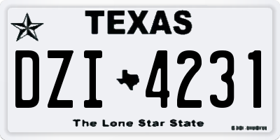 TX license plate DZI4231
