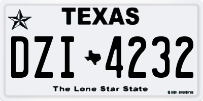 TX license plate DZI4232
