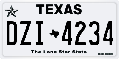 TX license plate DZI4234