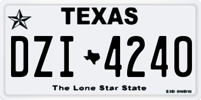TX license plate DZI4240