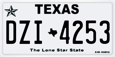 TX license plate DZI4253