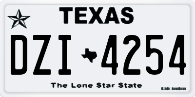 TX license plate DZI4254