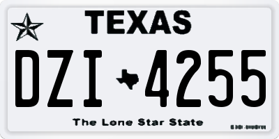 TX license plate DZI4255