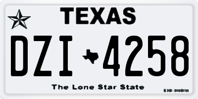TX license plate DZI4258