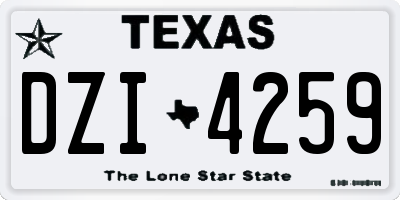 TX license plate DZI4259