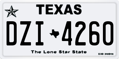 TX license plate DZI4260