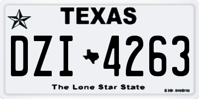 TX license plate DZI4263