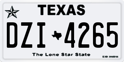 TX license plate DZI4265