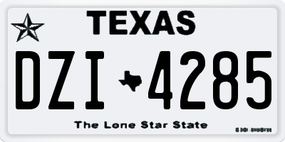 TX license plate DZI4285