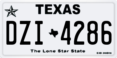 TX license plate DZI4286