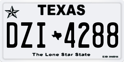 TX license plate DZI4288