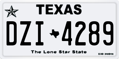 TX license plate DZI4289