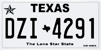 TX license plate DZI4291