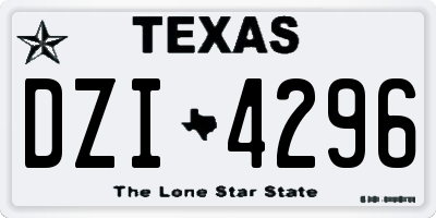 TX license plate DZI4296