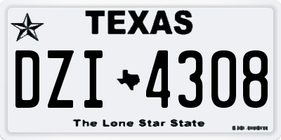 TX license plate DZI4308
