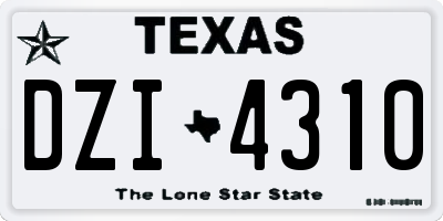 TX license plate DZI4310