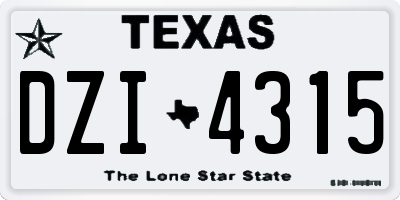 TX license plate DZI4315
