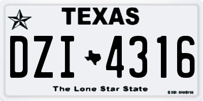 TX license plate DZI4316