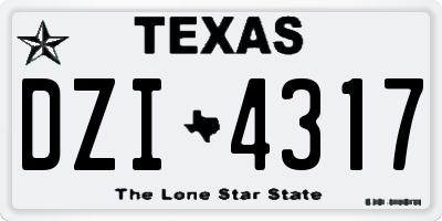 TX license plate DZI4317