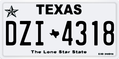TX license plate DZI4318