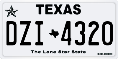 TX license plate DZI4320