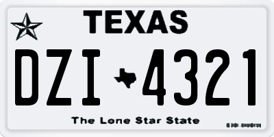 TX license plate DZI4321