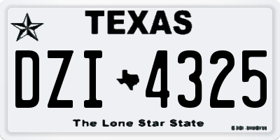 TX license plate DZI4325