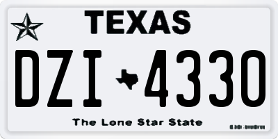 TX license plate DZI4330