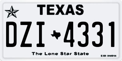 TX license plate DZI4331