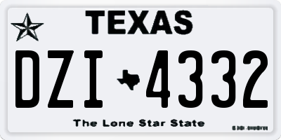 TX license plate DZI4332