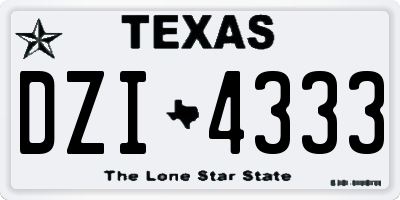TX license plate DZI4333