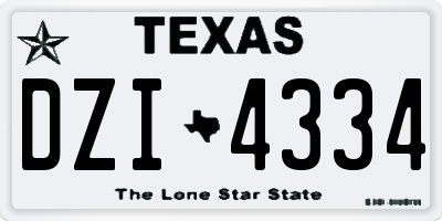 TX license plate DZI4334