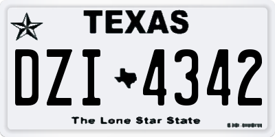 TX license plate DZI4342
