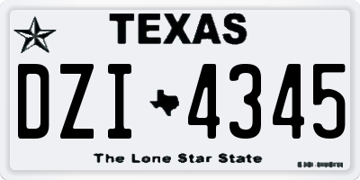 TX license plate DZI4345