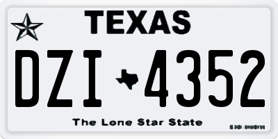 TX license plate DZI4352
