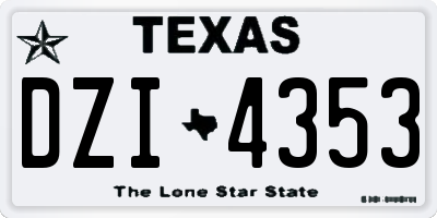 TX license plate DZI4353
