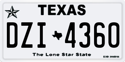 TX license plate DZI4360