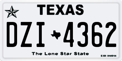 TX license plate DZI4362